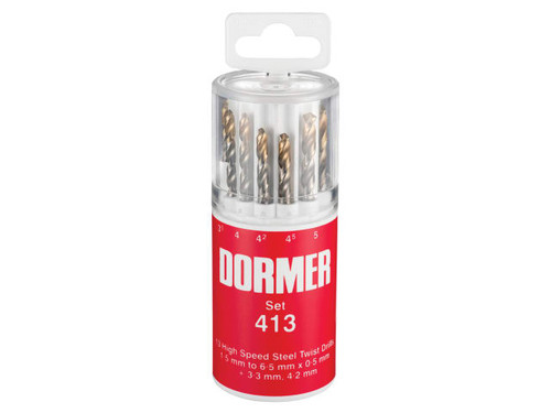 Dormer A094413 A094 No.413 HSS TiN Coated Drill Set of 13 1.5- 6.50mm x 0.5mm - DORA094413