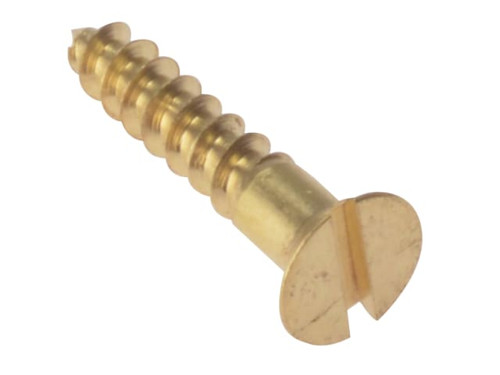 ForgeFix CSK346BR Wood Screw Slotted CSK Solid Brass 3/4in x 6 Box 200 - FORCSK346B