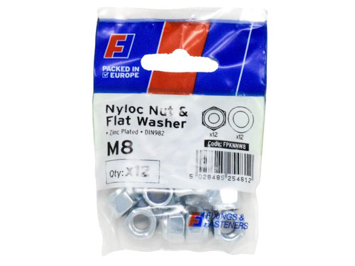ForgeFix FPKNNW8 Nyloc Nut & Washer M8 ForgePack 12