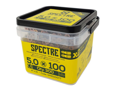 ForgeFix SPE5100YT Spectre™ PZ Compatible Wood Screw CSK ZYP 5.0 x 100mm Tub 300 - FORSP5100YT