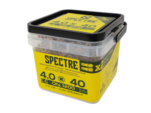 ForgeFix SPE440Y Spectre™ PZ Compatible Wood Screw CSK ZYP 4.0 x 40mm Box 200 - FORSPE440Y