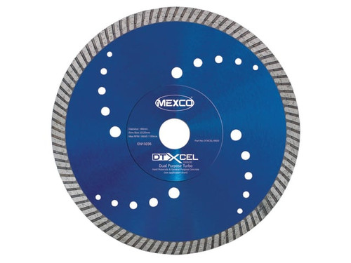 MEXCO DTXCEL18022 XCEL Grade Dual Purpose Turbo Diamond Blade 180 x 22mm - MEXDTXL18022