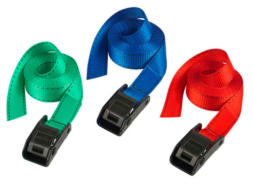 Master Lock 3110EURDATCOL Lashing Strap with Metal Buckle, Coloured 2.5m 150kg (Pack 2) - MLK3110ECOL