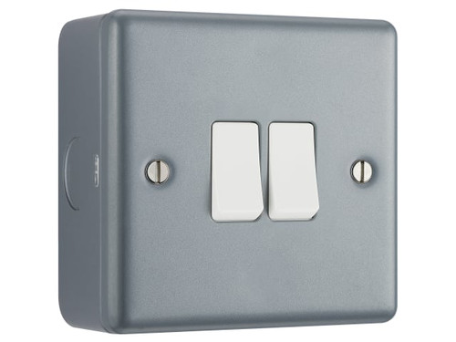 Masterplug MC542-01 Metal Clad 2-Gang 2-Way Light Switch - MSTMC542
