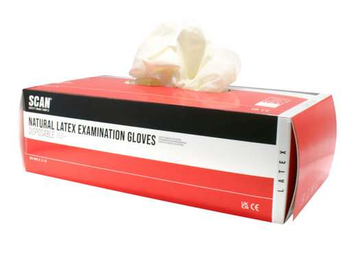 Scan Latex Gloves - Medium (Box 100) - SCAGLOLATEXM