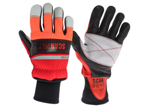 Scan Class 1 Dual Hand Chainsaw Leather Gloves - L (Size 9) - SCAGLOPCSL
