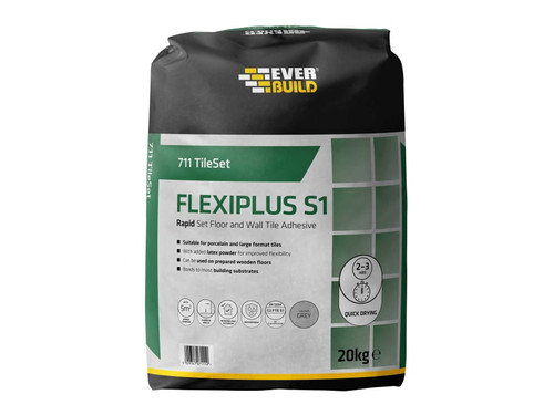 Everbuild Sika 486660 711 TileSet Flexiplus Tile Adhesive Grey 20kg
