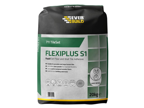 Everbuild Sika 695062 711 TileSet Flexiplus Tile Adhesive White 20kg