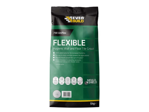 Everbuild Sika 486465 730 Uniflex Hygienic Tile Grout Grey 5kg