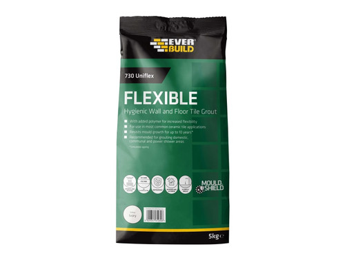 Everbuild Sika 486466 730 Uniflex Hygienic Tile Grout Ivory 5kg