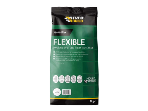Everbuild Sika 486468 730 Uniflex Hygienic Tile Grout White 5kg