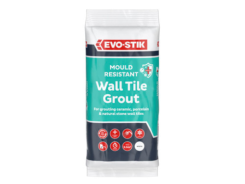 Evo-Stik 30812722 Mould Resistant Wall Tile Grout White 500g