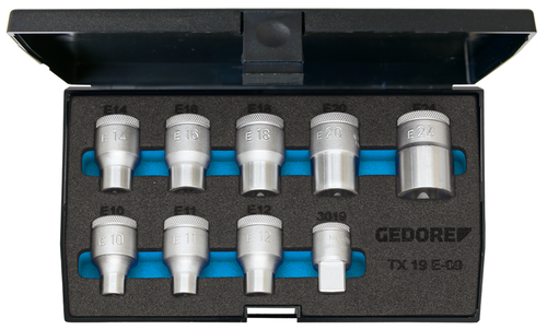 Gedore 6265970 TX 19 E-09 Socket wrench set 1/2" 9 pieces Outdoor-TX E10-E24