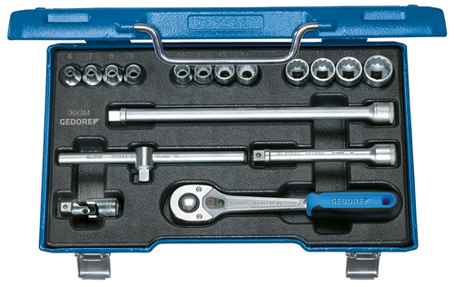 Gedore 6235710 30 GMU-10 Socket wrench set 3/8" 17 pieces hexagon 6-19 mm