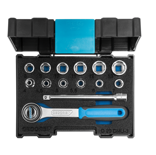 Gedore 1815598 D 20 DMU-3 Socket wrench set 1/4" 13 pieces UD profile 4-13 mm