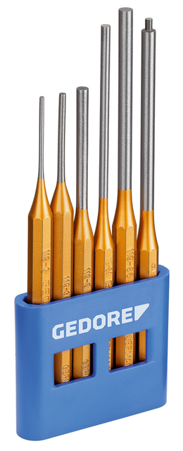 Gedore 8839990 116 L Pin punch set, long form, 6 pieces in PVC holder