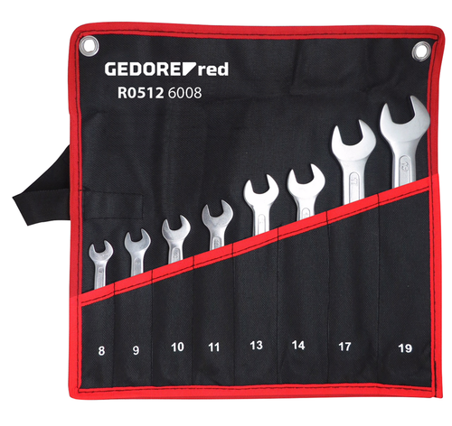 Gedore 3301081 R05126008 Double Open-ended spanner set short  a/f 6-22 mm 8 pieces