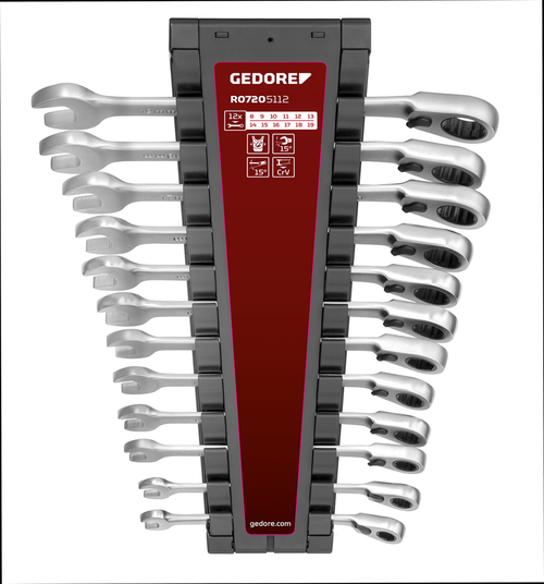 Gedore 3301085 Combination ratchet spanner set , 12 pieces