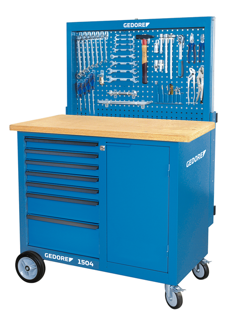 Gedore 6624450 BR 1504 0511 L Rolling workbench with rear wall