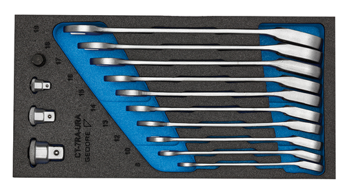 Gedore 2327678 1500 CT1-7 URA Open-ended spanner set with ring ratchet switchable in CT module