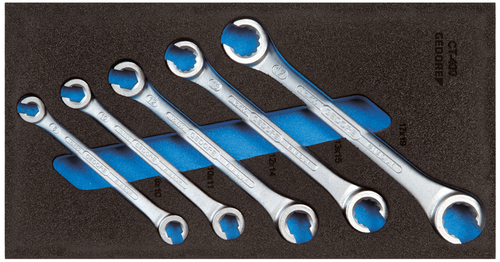 Gedore 2309068 1500 CT1-400 double ring spanner set, open, in check tool module