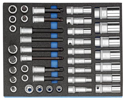 Gedore 2016516 2005 CT2-D 19L Socket wrench assortment 1/2" in check tool module, 40 pieces