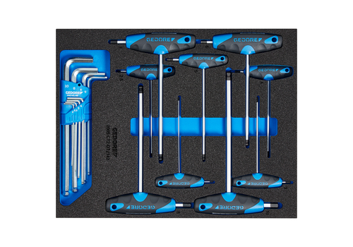 Gedore 2016540 2005 CT2-DT 2142 Offset screwdriver set in check tool module, 17 pieces