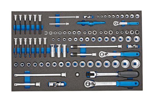 Gedore 2016257 2005 CT4-U-20 Socket set 1/4"-3/8"-1/2" in check tool module, 91 pieces