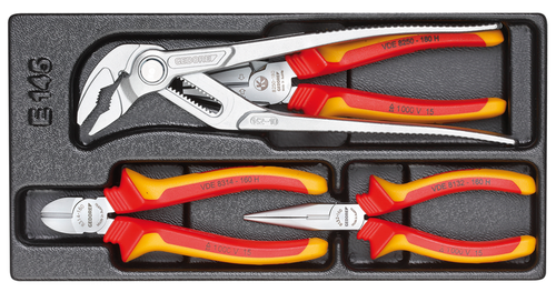 Gedore 1733079 1500 ES-VDE 145 VDE Pliers assortment in 1/3 ES module