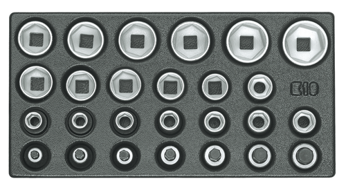 Gedore 6626580 1500 ES-19 Set of sockets 1/2", hexagonal, in 1/3 ES module