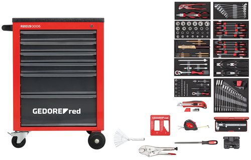 Gedore 3301668 R21560002 Tool set in workshop trolley MECHANIC red 166 pieces