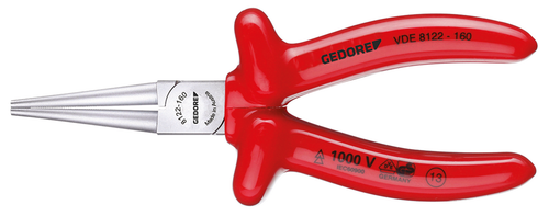 Gedore 6717110 VDE 8122-160 VDE Round nose pliers with dip insulation 160 mm