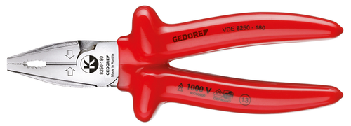 Gedore 6720090 VDE 8250-180 VDE Power combination pliers with dip insulation 180 mm