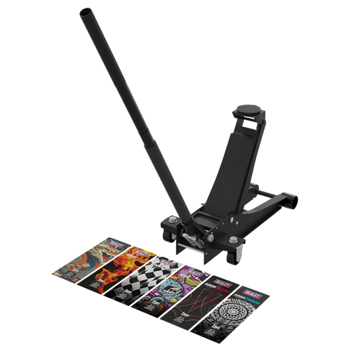 Sealey 2000CB Low Profile Custom Design Trolley Jack with Rocket Lift 2 Tonne - Black