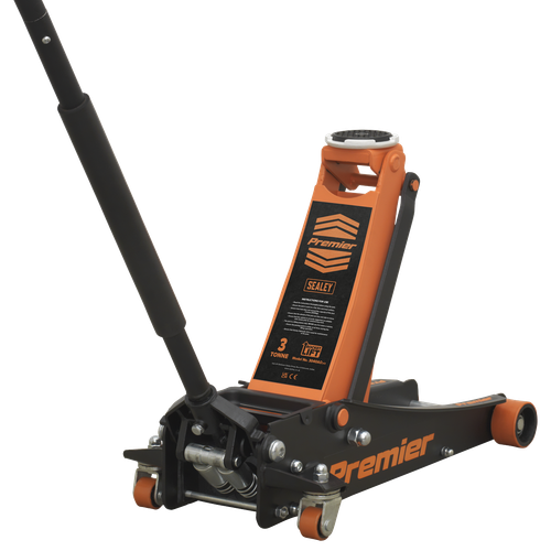 Premier 3040AO Low Profile Trolley Jack with Rocket Lift 3 Tonne - Orange