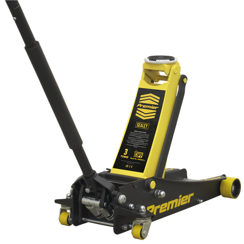 Premier 3040AY Low Profile Trolley Jack with Rocket Lift 3 Tonne - Yellow