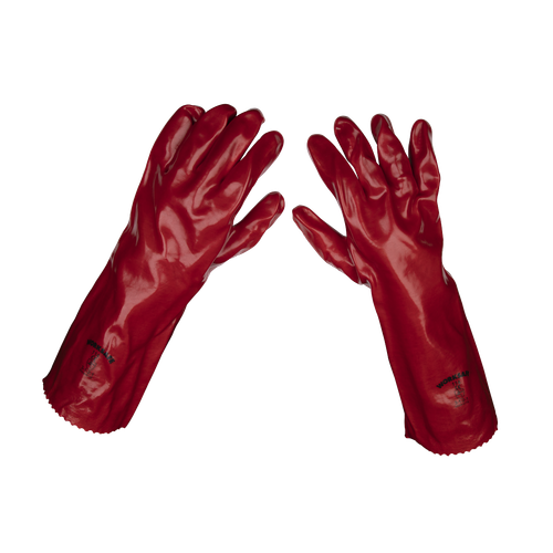Worksafe 9114/12 PVC Gauntlets 450mm, Red - Pack of 12 Pairs