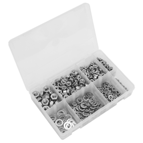 Sealey AB077NW Stainless Steel Nut and Washer Assortment M5-M10 500pc