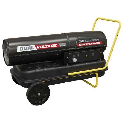 Sealey AB1850DV Dual Voltage Space Warmer® Kerosene/Diesel Heater with Wheels 185,000Btu/hr(55kW)