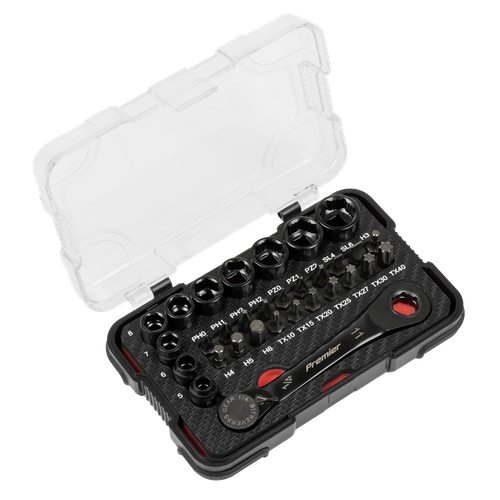 Premier Black AK2112 Go-Through Lock-On™ Low Profile Socket & Bit Set 1/4"Sq Drive 31pc