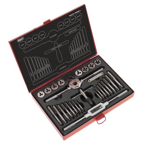 Sealey AK3028 Metric Tap & Die Set Split Dies 28pc