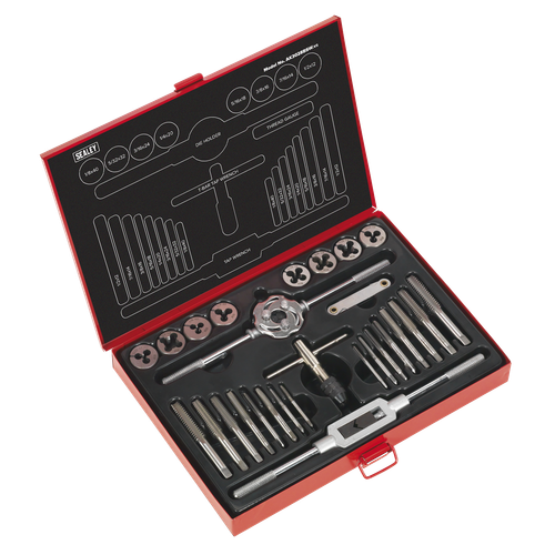 Sealey AK3028BSW Imperial Tap & Die Set Split Dies BSW 28pc