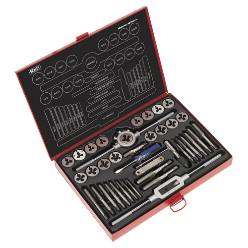 Sealey AK3040 Metric Tap & Die Set Split Dies 40pc