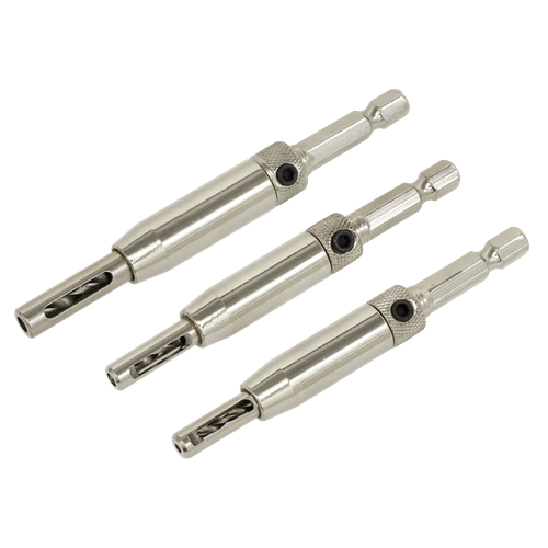 Sealey AK3HD Self-Centring Chamfered Hinge Drill Set 3pc