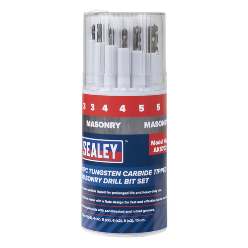 Sealey AK5702 Tungsten Carbide Tipped Masonry Drill Bit Set 11pc
