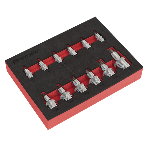 Premier AK6245 Stubby TRX-Star* Socket Bit Set 1/4", 3/8" & 1/2"Sq Drive 12pc