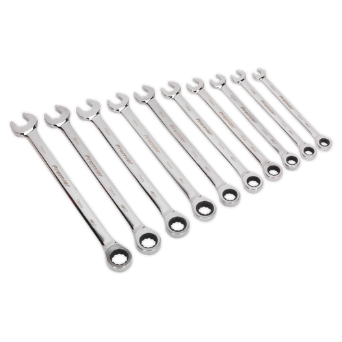 Premier AK63914 Extra-Long Combination Ratchet Spanner Set 10pc