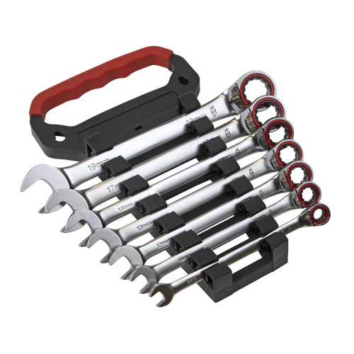 Premier Platinum AK63945 Reversible Ratchet Combination Spanner Set 7pc