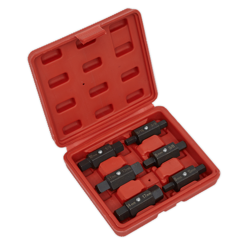 Sealey AK658 Double End Oil Drain Plug Key Set 6pc