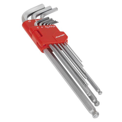 Premier AK7140 Extra-Long Ball-End Hex Key Set 9pc